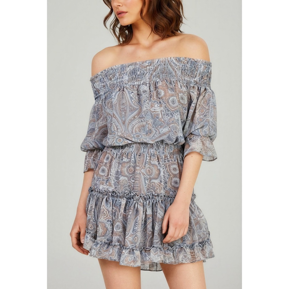 NEW MISA LOS ANGELES Darla Off-Shoulder Dress, Washed Tile, Small
